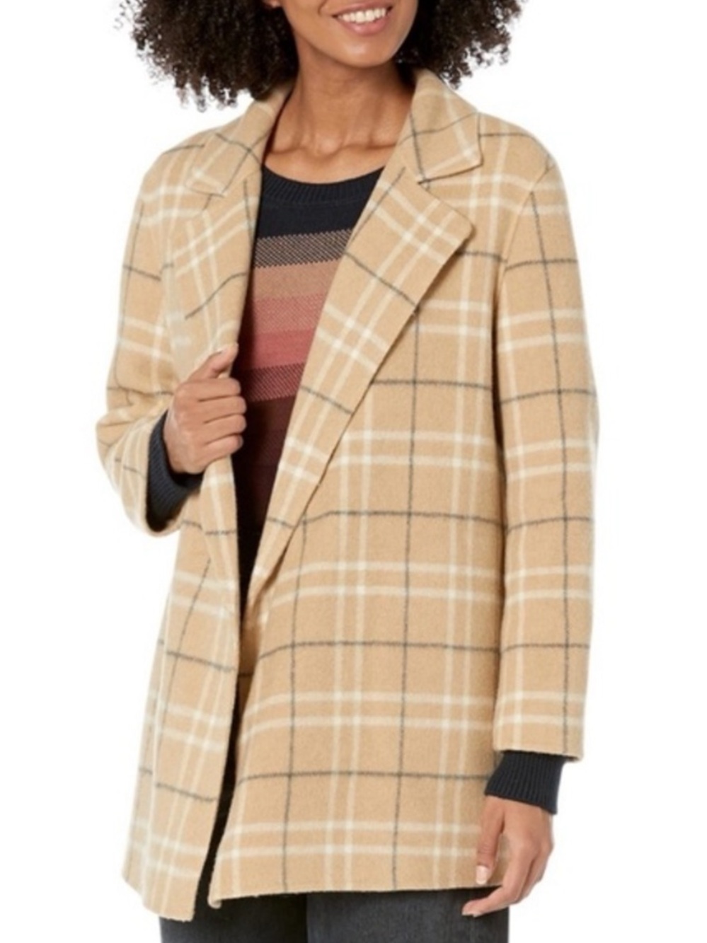 Theory Jacket Clairene Autumn Check in Tan Plaid